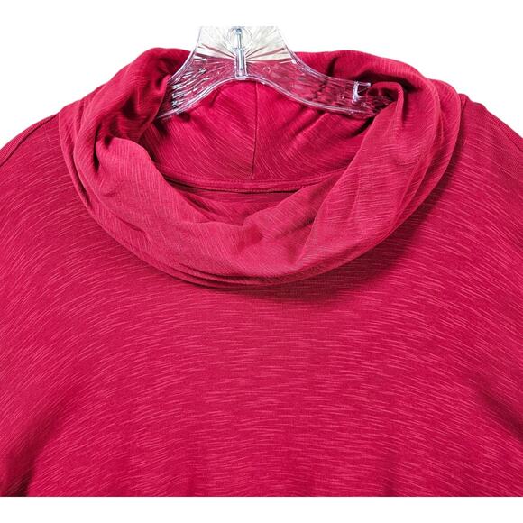 J JILL Plus 2X Tunic Top Red Heathered Cowl Neck Long Sleeve Pima Cotton 50" - Picture 2 of 7